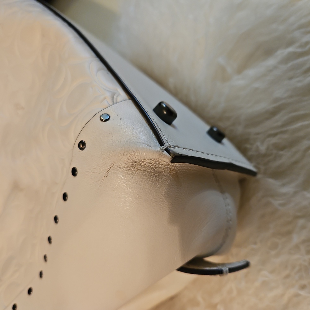 Coach EDIE Signature Embossed Handbag with Rivets - Picture 12 of 12